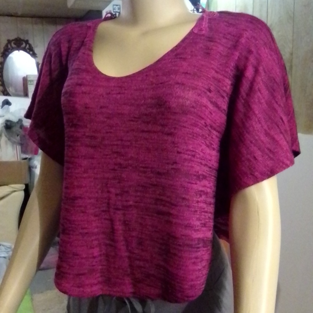 l.e.i. Cropped Poncho Sweater w/Lace Back Sz L (10/12) Girl Adult XS